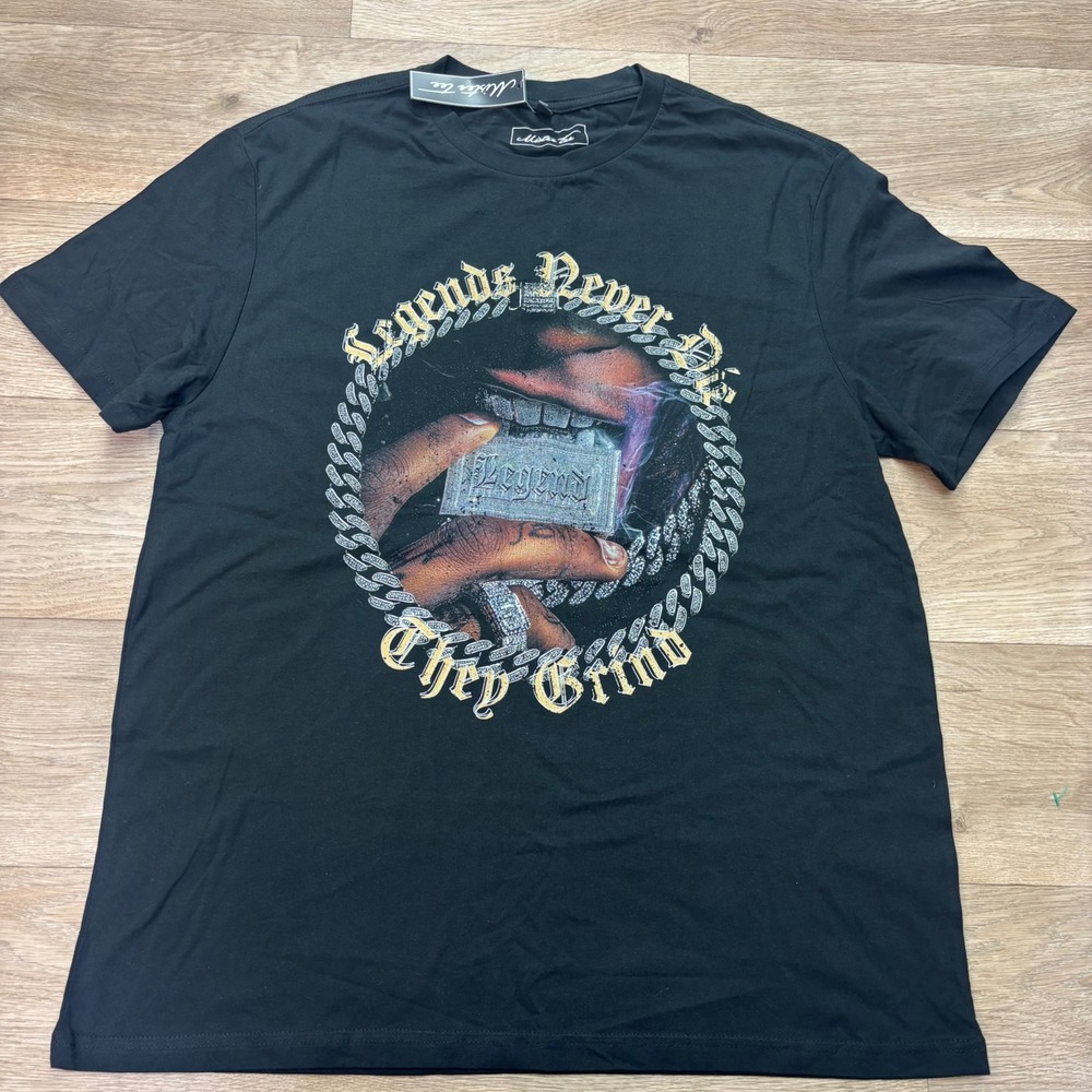 Mister Tee Mens Legends Never Die They Grind Graphic T-Shirt Black XL NWT